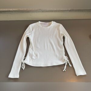 Pink Lily White Ribbed Top